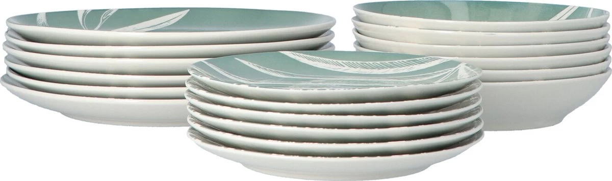 4goodz Plant Groen 18-delig Servies Porselein 6 Persoons - Afbeelding 6