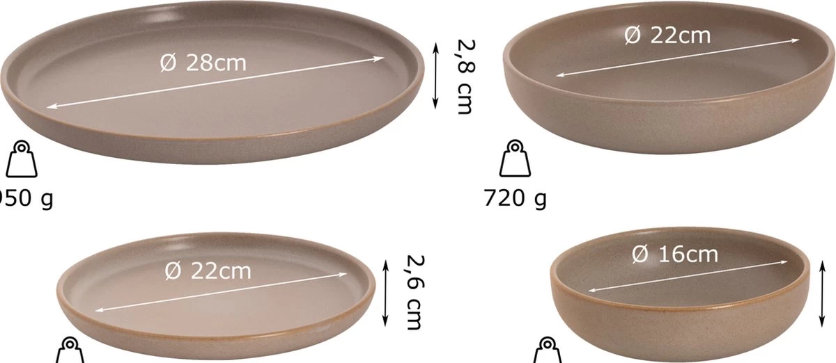 Palmer Serviesset Sandy Loam Stoneware 6-persoons 24-delig Grijs - Afbeelding 11