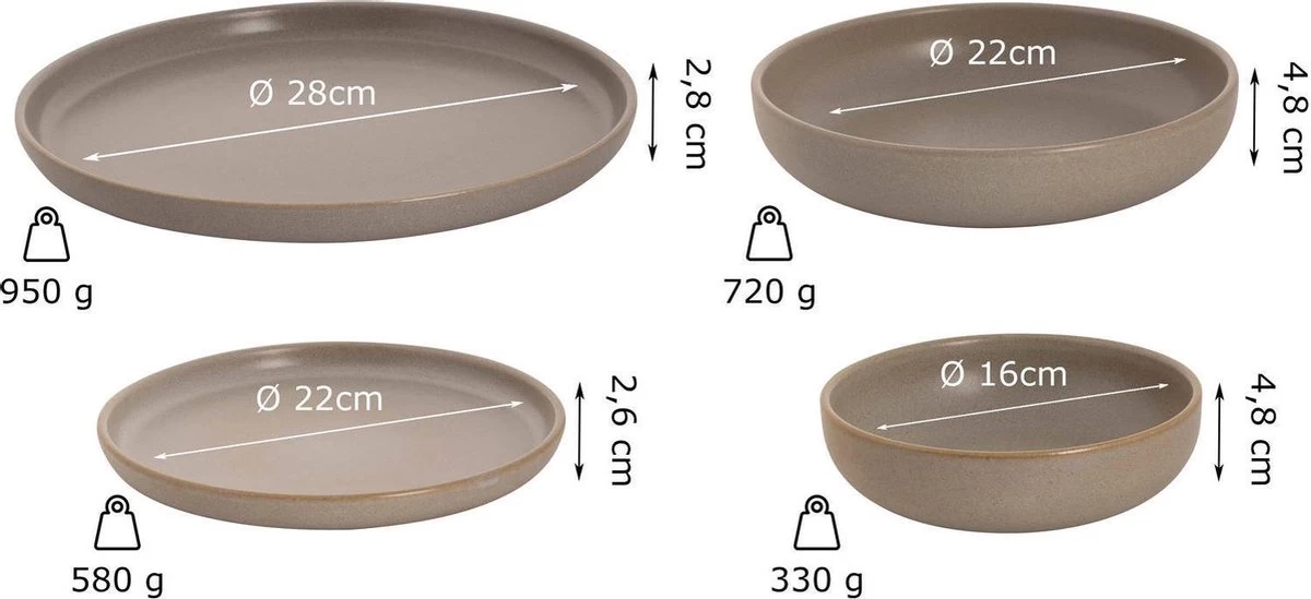 Palmer Serviesset Sandy Loam Stoneware 6-persoons 24-delig Grijs - Afbeelding 3