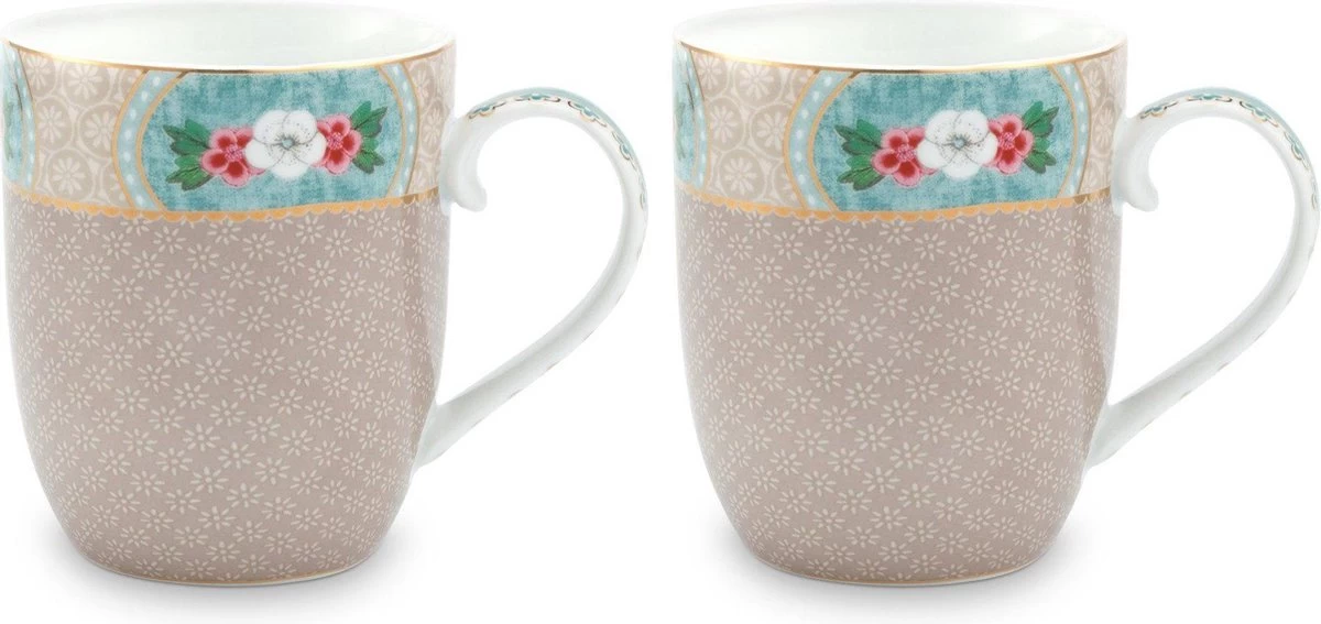 Pip Studio Blushing Birds Beker 145 Ml - Khaki Set Van 2