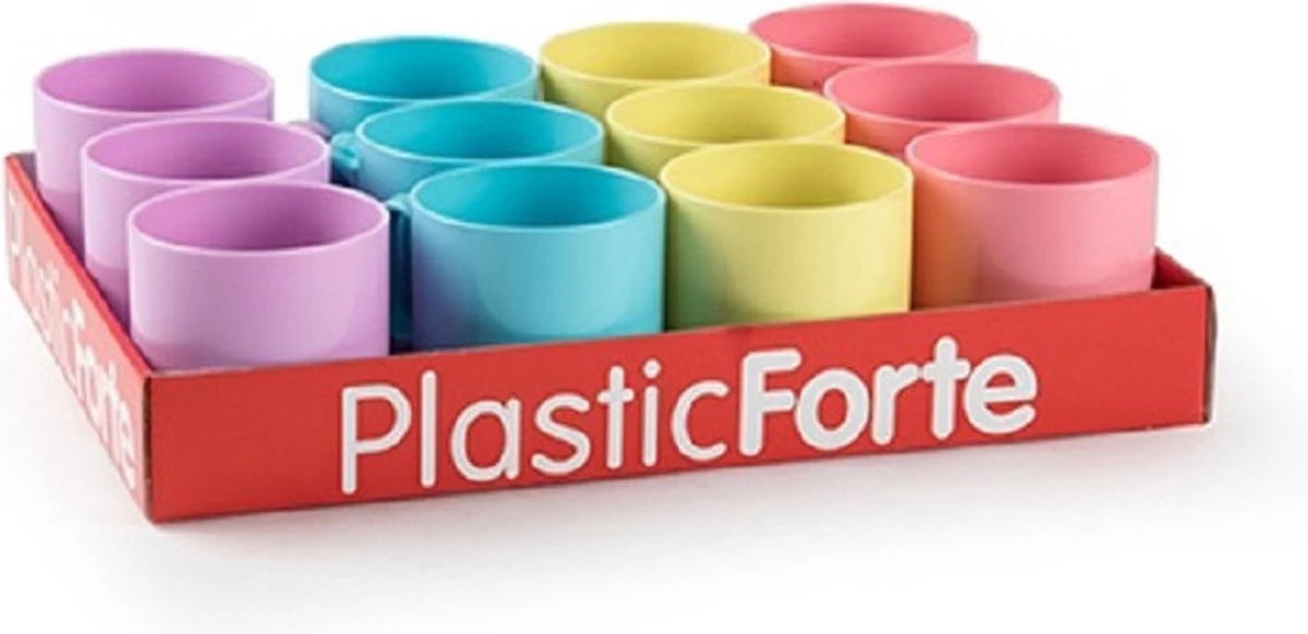 12x Gekleurde Drinkbekers/mokken Kunststof 320 Ml - Limonade Bekers - Campingservies/picknickservies - Afbeelding 4