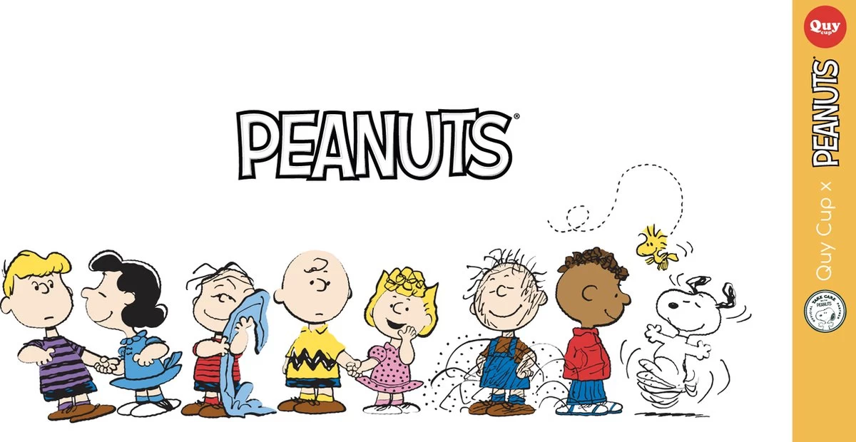 Quy Cup - 90ml Ecologische Reis Beker - Espressobeker “Peanuts Snoopy Music” Met Zwarte Siliconen Deksel - Afbeelding 2