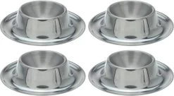 Merkloos 4x Stuks Eierdopjes Van RVS 8.5 X 2,5 Cm - Stapelbare Eierdopjes - Elk Weekend En Met Pasen