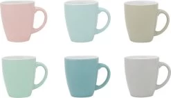 Merkloos Koffiekopjes (6 Stuks) - Espresso Kopjes - Koffie - Pastel Tinten - 160ml