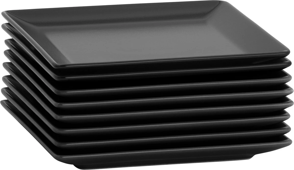 Lite-Body Hermes Gebaksbordjes - Set Van 8 Stuks - Ø16 Cm - Zwart Mat - Afbeelding 2