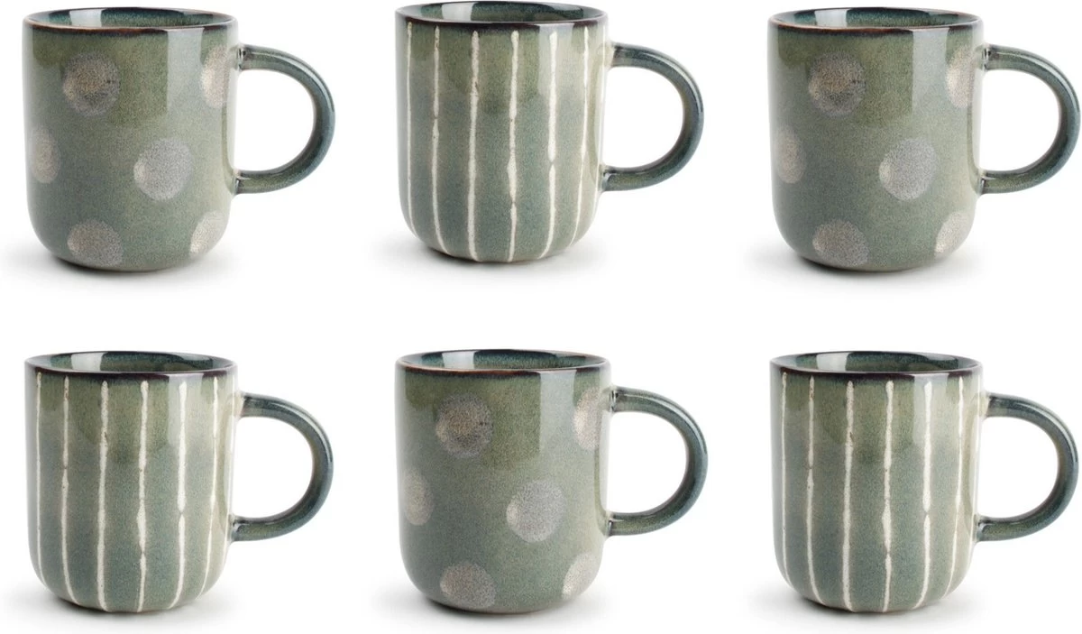 GLAMOMAX'S Choice - Groene Koffiebeker Mix - Groen - 50cl - 6 Stuks - Mokken - Koffie - Thee - Servies