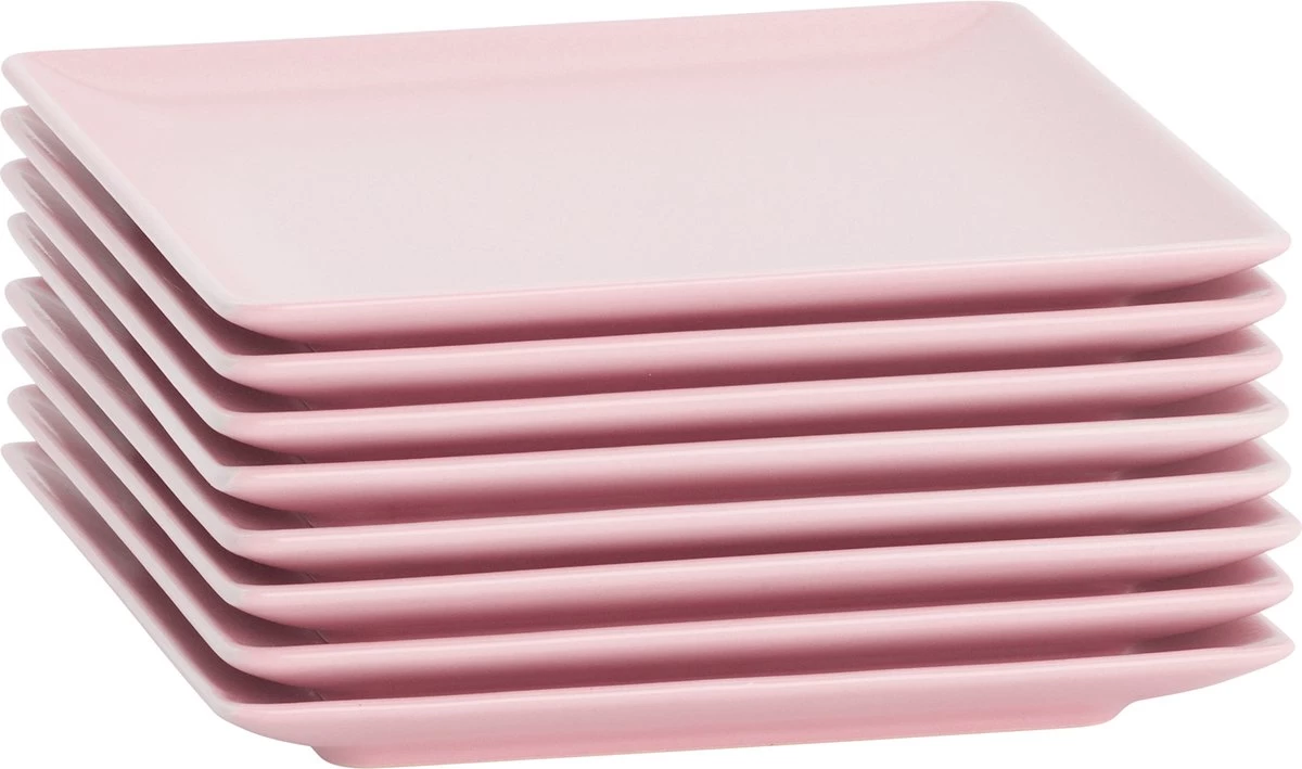 Lite-Body Hermes Gebaksbordjes - Set Van 8 Stuks - Ø16 Cm - Roze Mat - Afbeelding 3