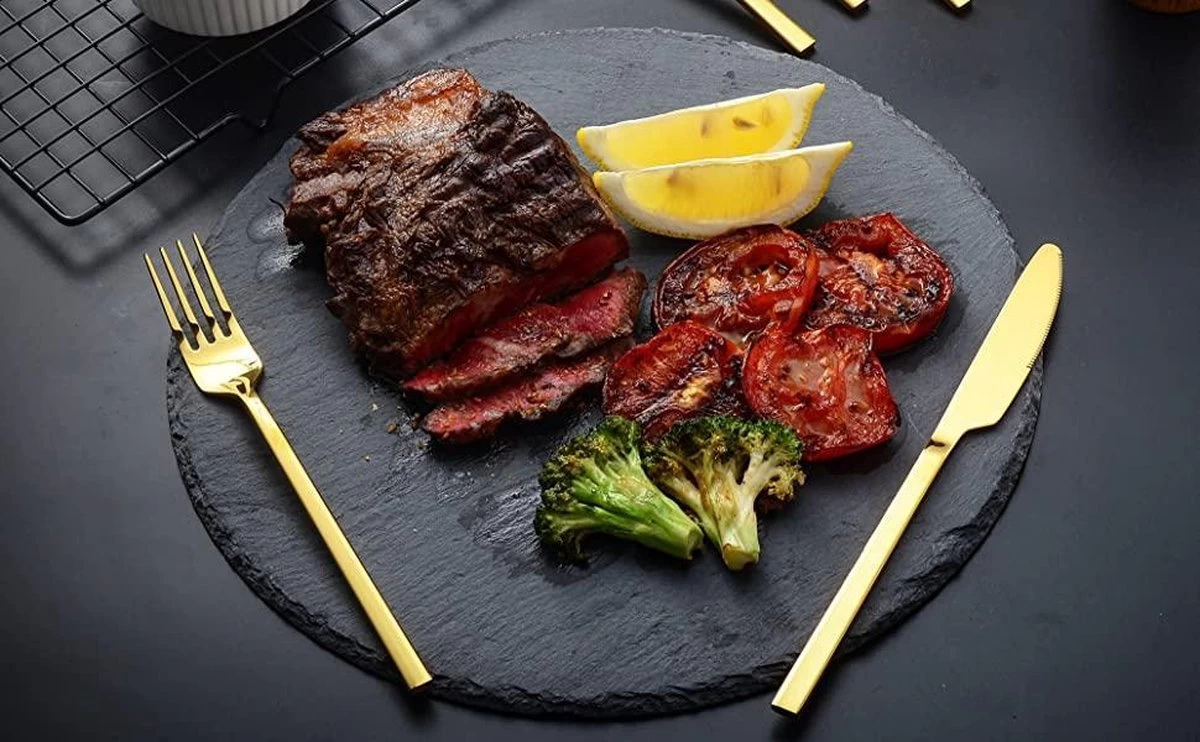 Cadeau 30-delige Gouden Zilverwerk Set Bestekset, Velaze 18/10 Roestvrijstalen Gebruiksvoorwerpen Service Voor 6 Personen Inclusief Dinerlepel, Diner Vork, Diner Mes, Dessertvork En Theelepel, Spiegel Gepolijst Ontwerp - Afbeelding 9