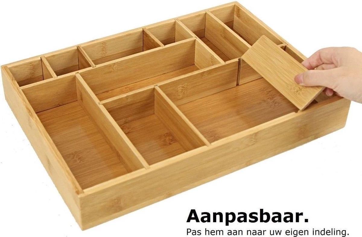 Merkloos Decopatent® Bestekbak - Lade Organizer - Besteklade - Bamboe - Hout - Bestek Bak Organizer Houder Voor Keukenla - Bestekcassette