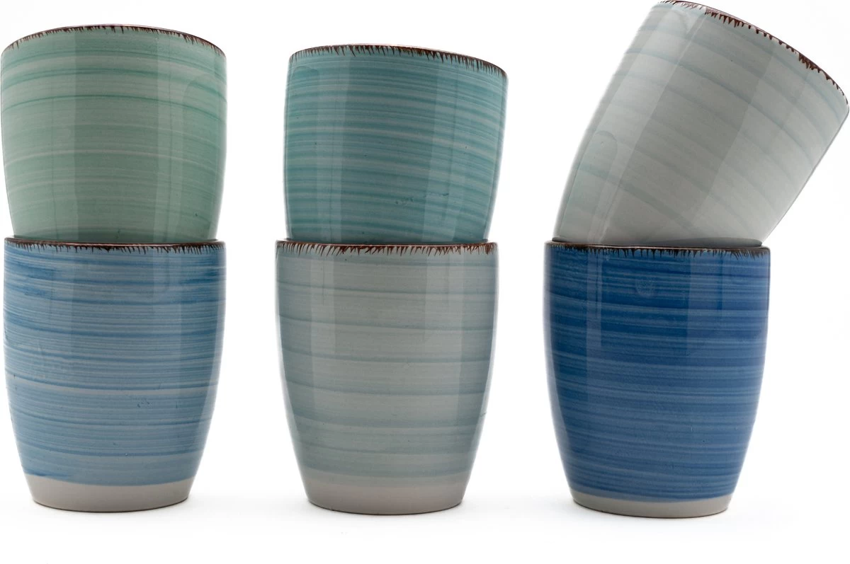 Koffiekopjes - Ocean Blue - Koffiebeker - Unieke Kleuren - Blauw - Set Van 12 Kopjes (ook Los Verkrijgbaar) - 160ML En 340ML - Porselein - Hip En Trendy - Afbeelding 2