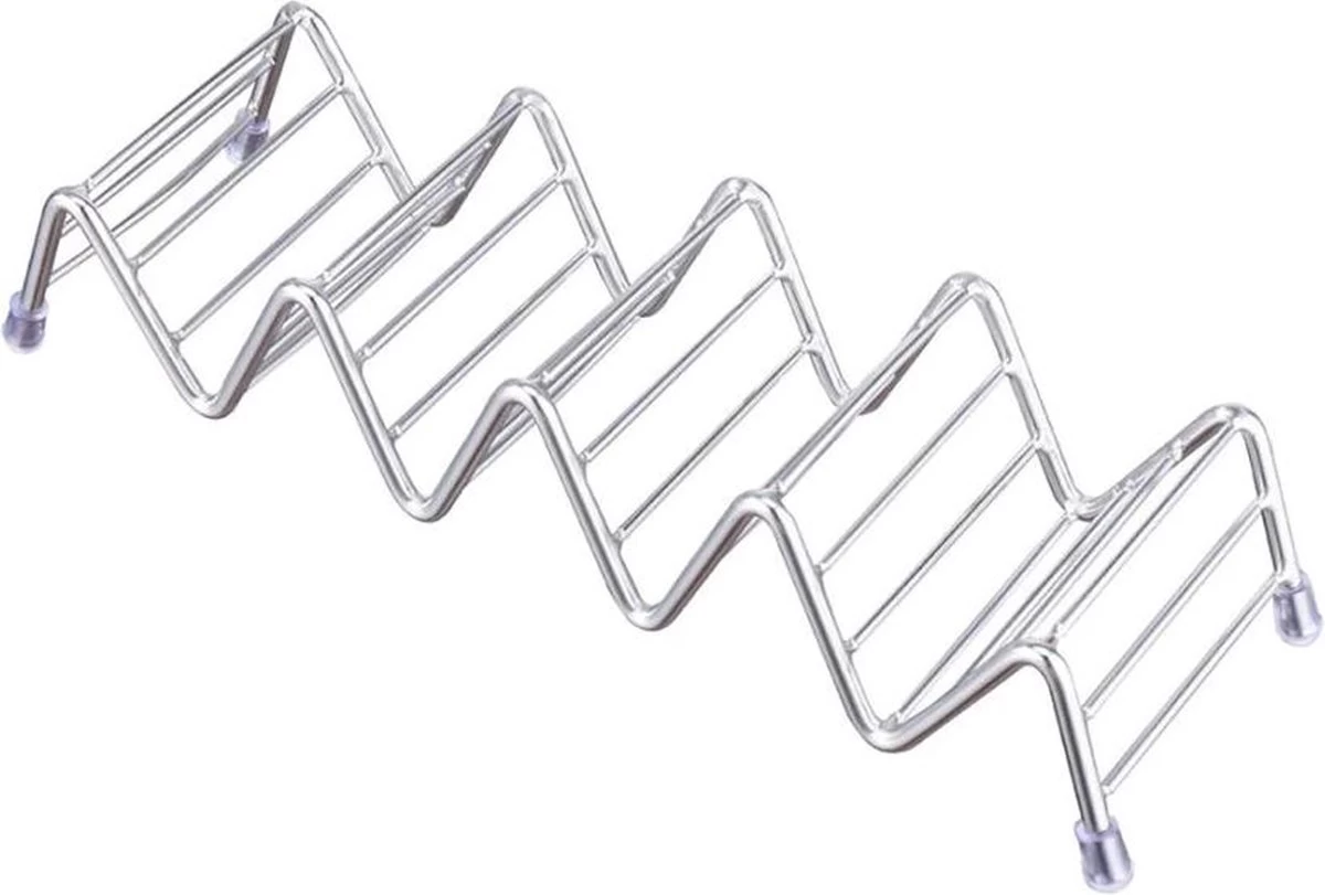 Krumble Taco Houder - Taco En Tortilla Houder Voor 4 Stuks - Serveerschalen - Koken & Tafelen - Kookgerei - Snack- & Tappasschalen - Metaal - Zilver - Afbeelding 7