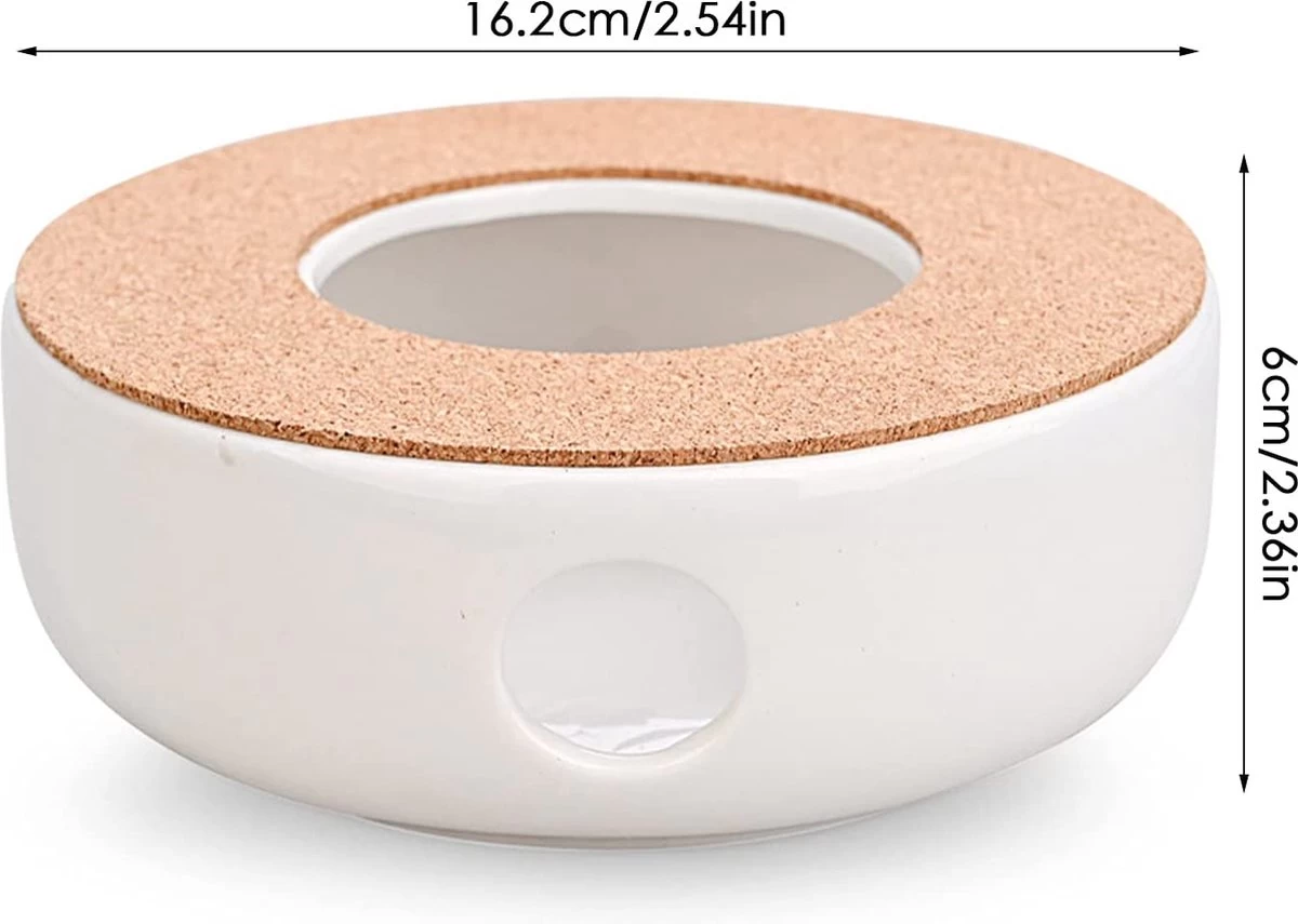 ConBlom Keramische Theepot, Warmer, Theewarmer, Koffiewarmer, Stoofje, Met Kurk-stoofje, Theepot Basis, Theefornuis, Melkwarmer Voor Thuis, Café, Theemelk (zonder Kaars En Theepot) - Afbeelding 4