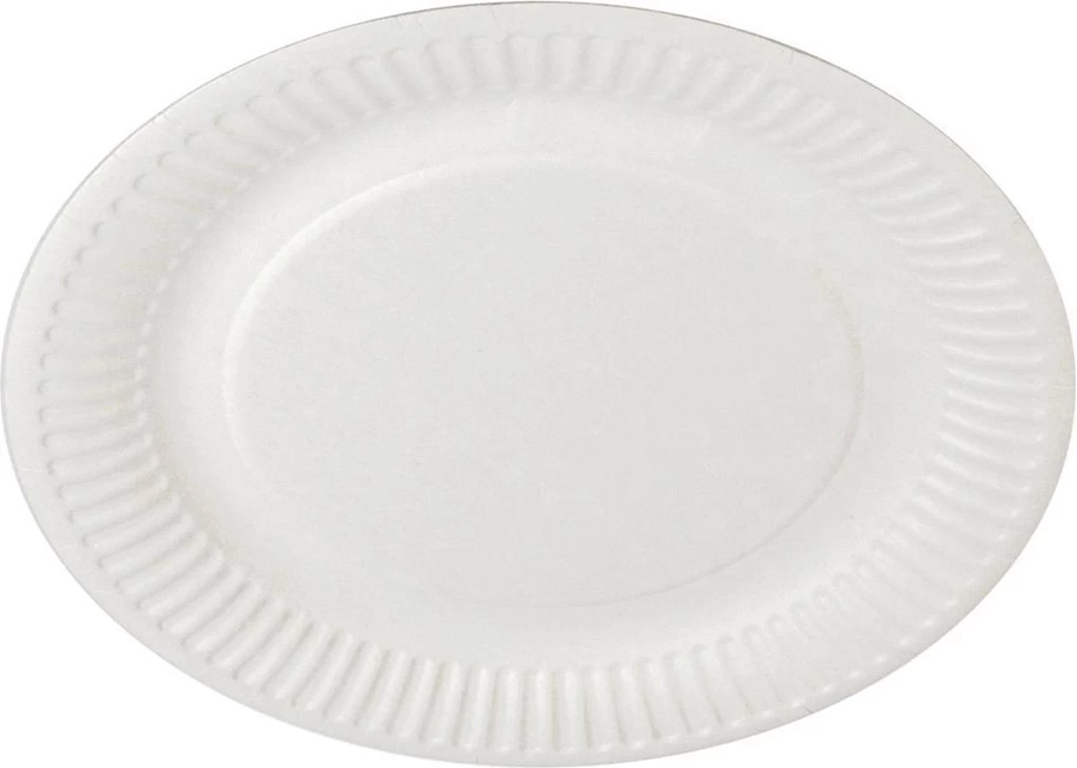 Merkloos 100x Kartonnen Bordjes Wit 18 Cm - Wegwerp Borden - Feest/verjaardag/BBQ Borden - Afbeelding 2