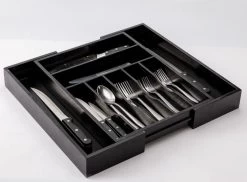 Merkloos Decopatent® Uitschuifbaar Bestekbak - Besteklade - 7 Vaks -> Uitschuifbaar Naar 9 Vakken - Bestekbakken Organizer - Bamboe - Zwart