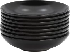 Lite-Body Hermes Pastabord - Set Van 8 Stuks - 21 Cm - Aardewerk - Zwart Mat