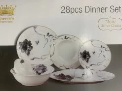 Servies Set 28 Delig Zilver Randje