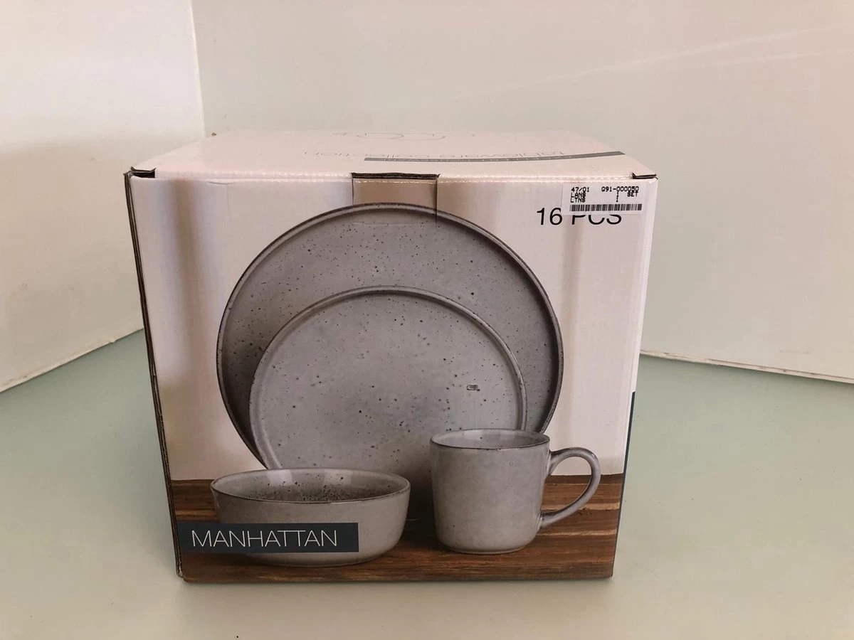 Excellent Serviesset - Servies - 16 Stuks - Aardewerk - Grijs - Afbeelding 2