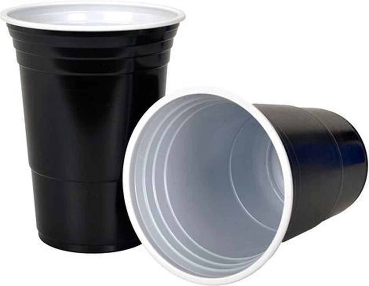 Merkloos Black Cups - 50stuk(s) - 475ml - Party Cups - Beerpong - Drankspel - Beerpong Bekers - Plastic Bekers - Afbeelding 4