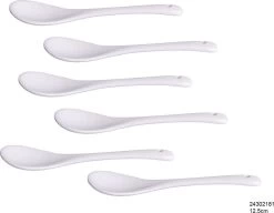 Merkloos Lepels | Wit | Porselein | 12,5 Cm | 6 Stuks
