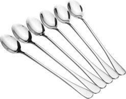 Trendfield Lange Lepels Voor Dessert, Latte Macchiato, Yoghurt Of Cocktail - Dessertlepels RVS - Zilver - 6 Stuks