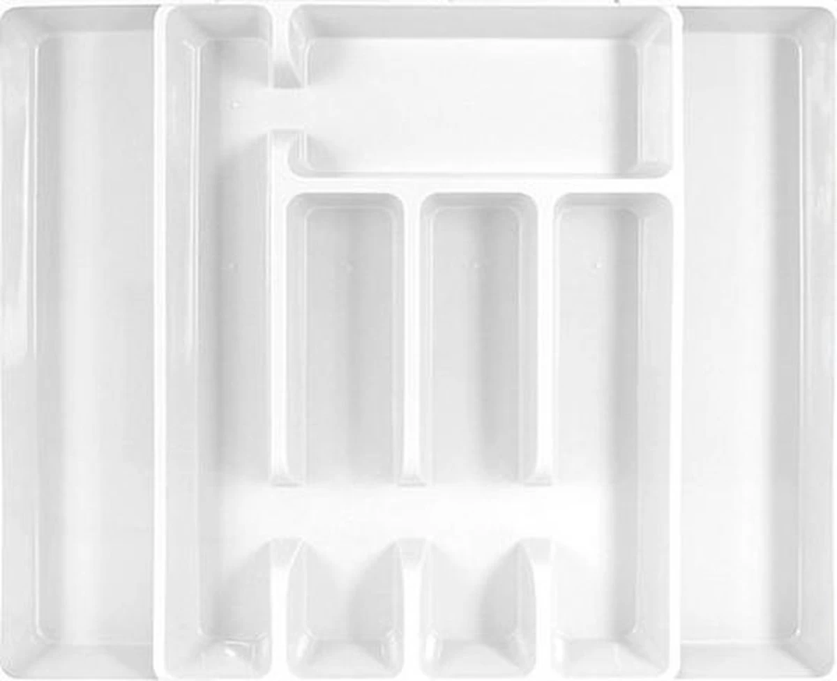 Merkloos Bestekbak/bestekhouder - Uitschuifbaar - Wit - 44 Cm - 5 Tot 7 Vakken