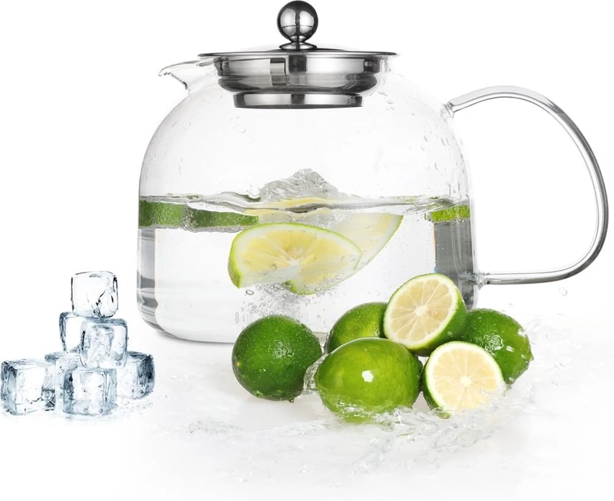 Monzana Theepot Glas - Met Theepotverwarmer – Voor 1,5 Liter RVS Zeef - Afbeelding 7