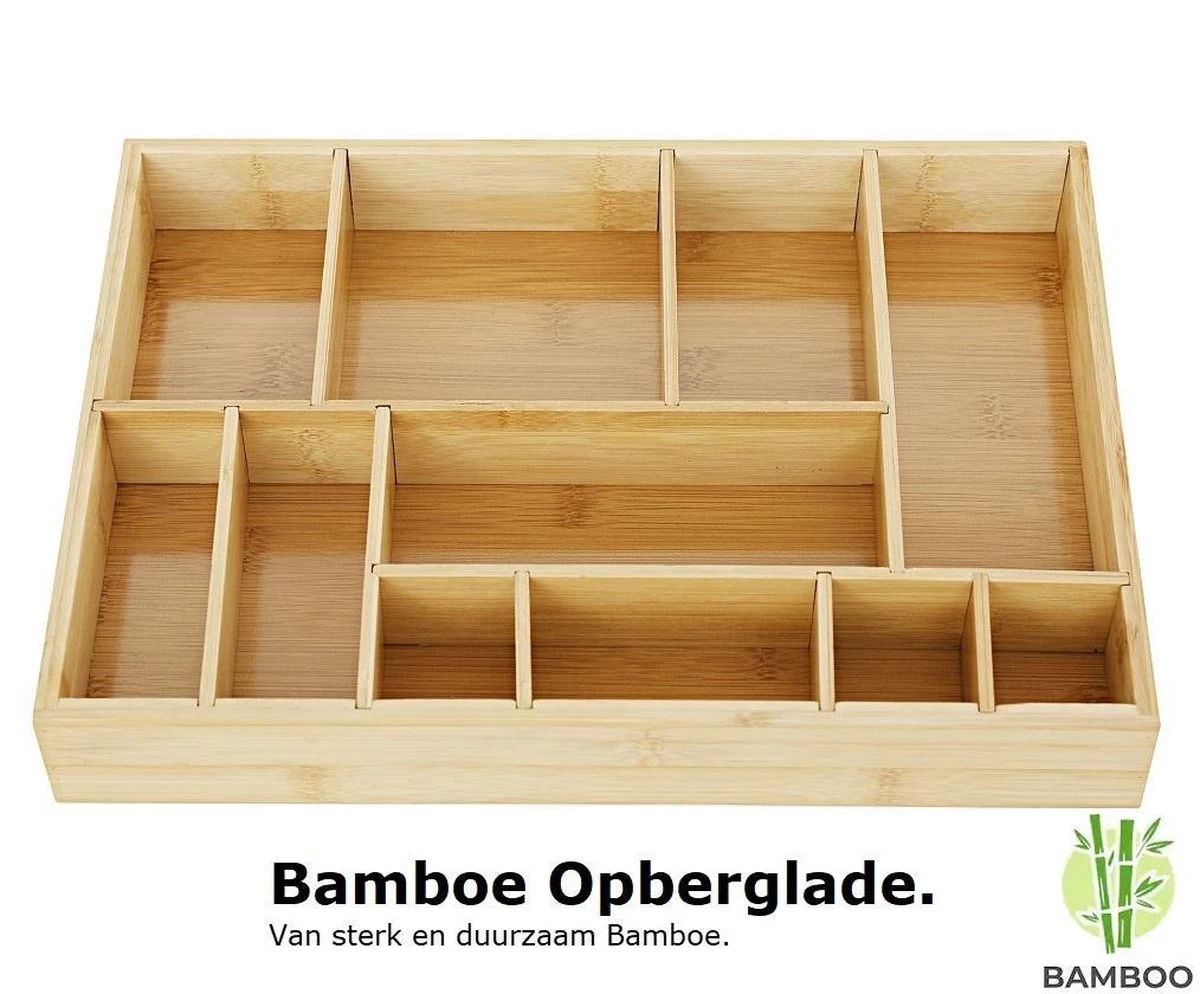 Merkloos Decopatent® Bestekbak - Lade Organizer - Besteklade - Bamboe - Hout - Bestek Bak Organizer Houder Voor Keukenla - Bestekcassette - Afbeelding 7