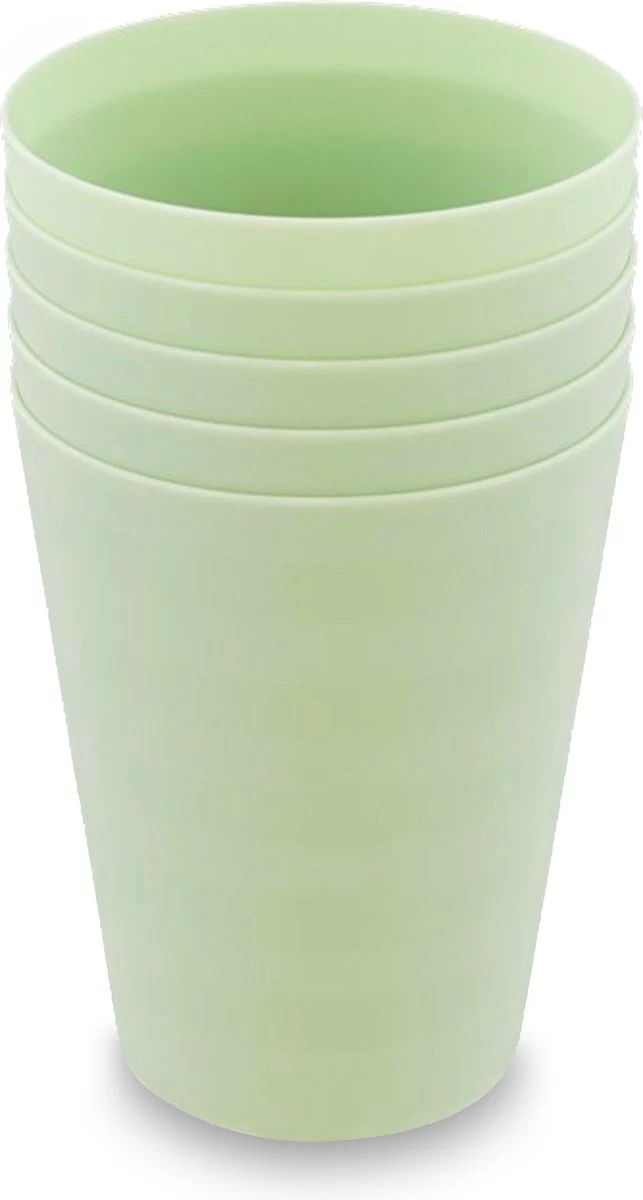 Luxe Herbruikbare Drinkbekers Van In Round – 5 Stuks – Groen – Plastic / Kunststof – Drinkbeker Voor Volwassenen En Kinderen – Alternatief Voor Wegwerp Bekers – Drink Beker – Limonadeglazen Sapglazen – Camping Servies – Onbreekbare Glazen – Beerpong