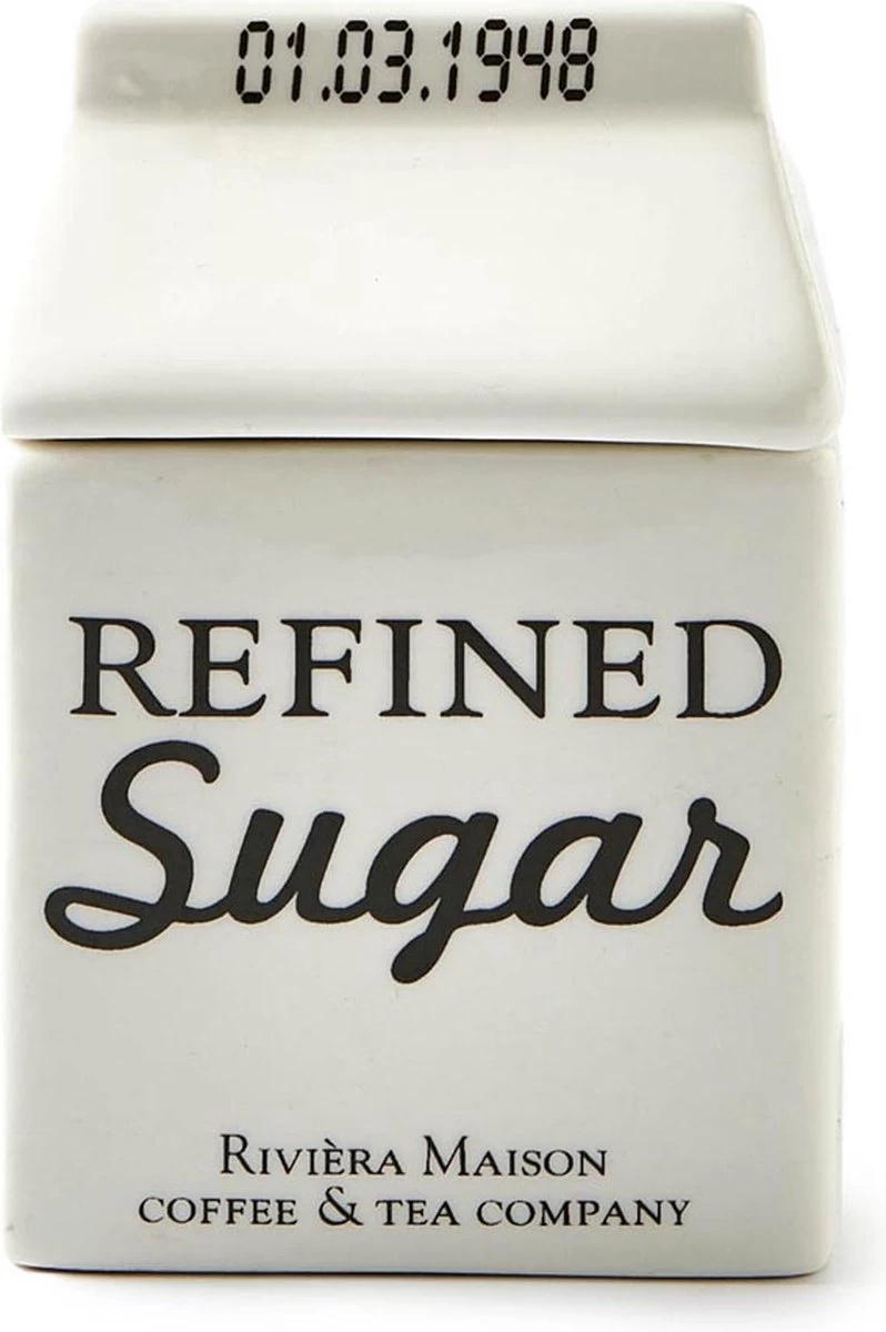 Riviera Maison Suikerpot, Voorraadpot - Carton Jar Sugar – Wit - (LxBxH) 7.6x7.6x10 Cm