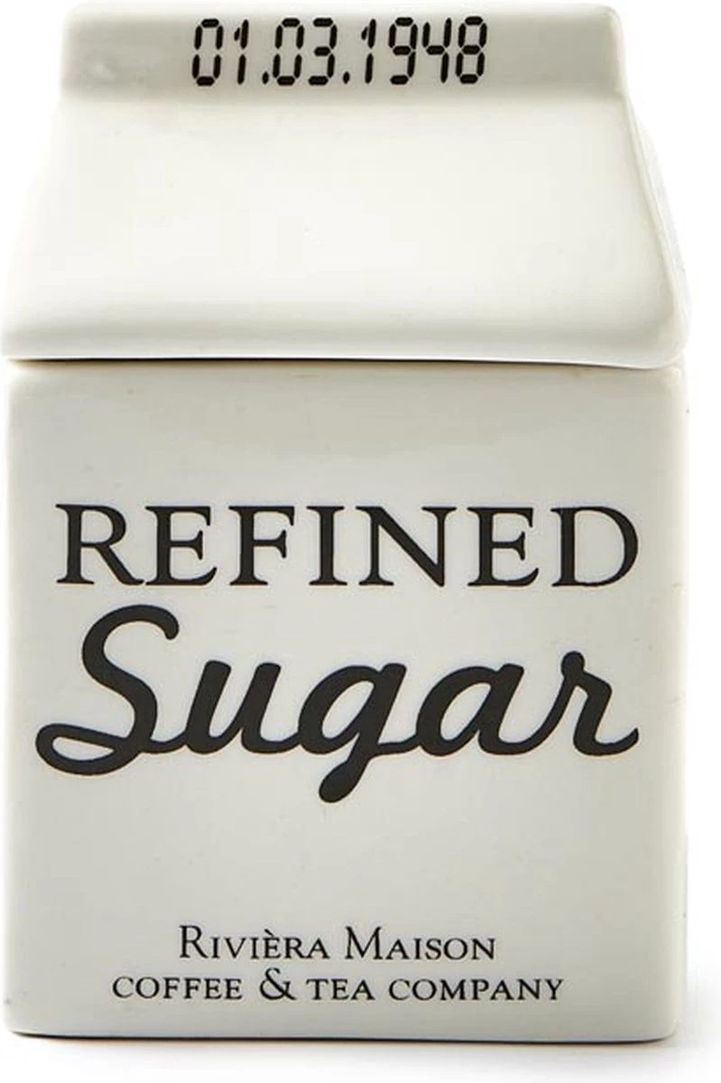 Riviera Maison Suikerpot, Voorraadpot - Carton Jar Sugar – Wit - (LxBxH) 7.6x7.6x10 Cm - Afbeelding 3