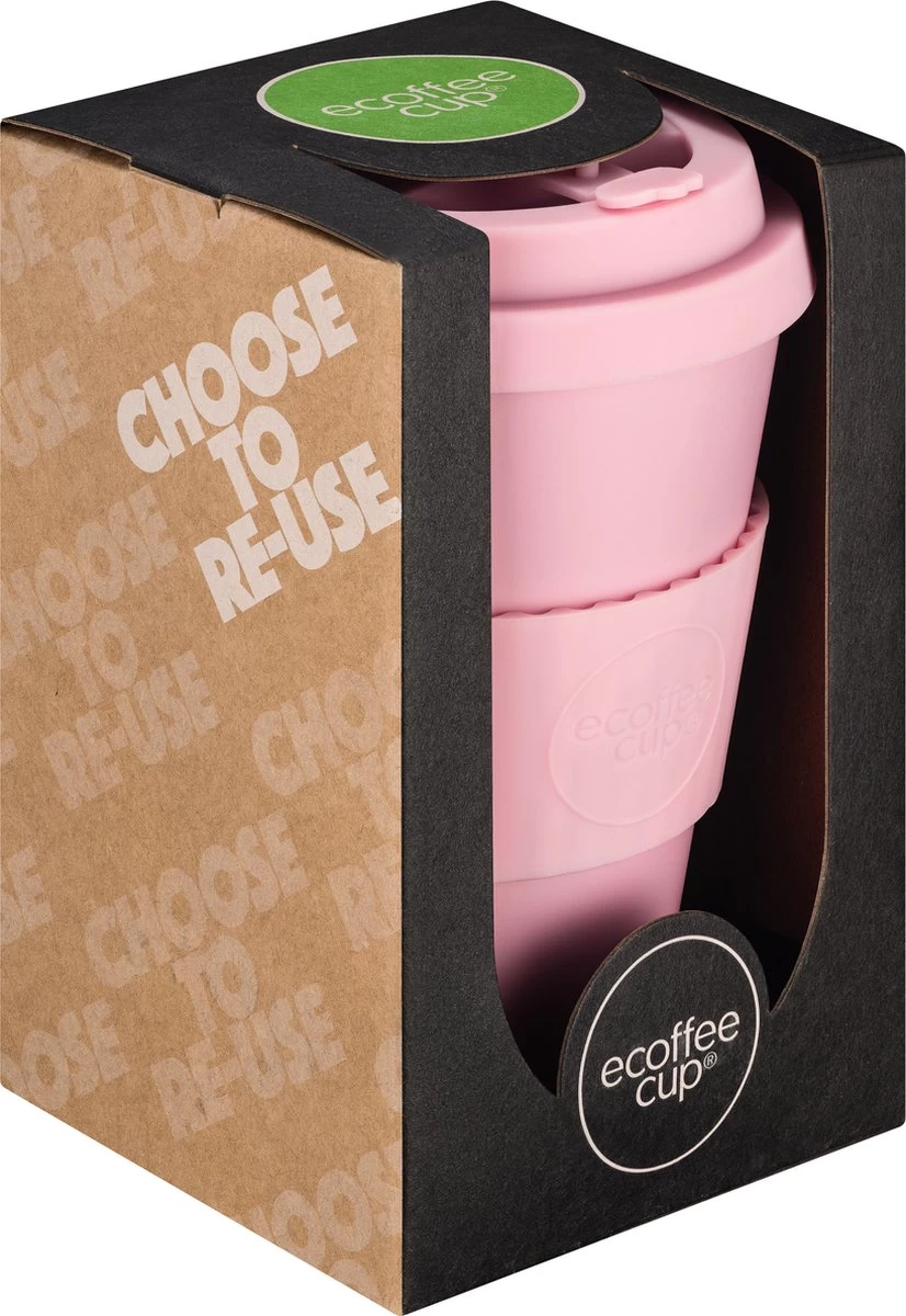 Ecoffee Cup Local Fluff PLA - Koffiebeker To Go 400 Ml - Roze Siliconen - Afbeelding 3