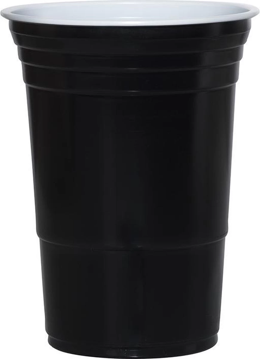 Merkloos Black Cups - 50stuk(s) - 475ml - Party Cups - Beerpong - Drankspel - Beerpong Bekers - Plastic Bekers - Afbeelding 3