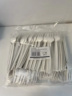 CPLA Bio Snackvork Met Snijrand 13cm WIT 100 Stuks | 100% Composteerbaar. Voor Horeca Friet, Snack, Eten, Partyfeest
