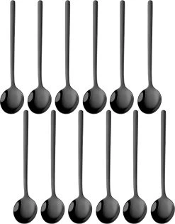 House Of Husk® Theelepels Set - Theelepeltjes - Koffielepels - Koffielepeltjes - RVS - 13cm - 12 Stuks - Zwart