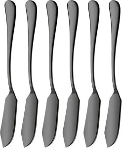 House Of Husk Botermesjes Set - Zwart - RVS - Botermes - Smeermessen - Tapas Mesjes - 6 Stuks