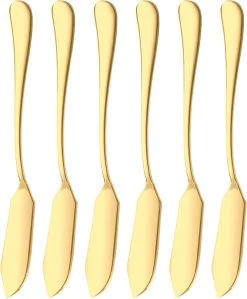 House Of Husk Botermesjes Set - Goud - RVS - Botermes - Smeermessen - Tapas Mesjes - 6 Stuks